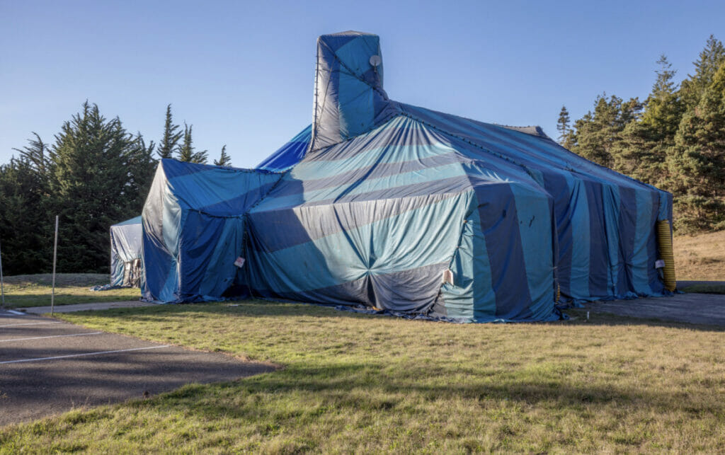 Bed Bug Fumigation Tent covering an infested property