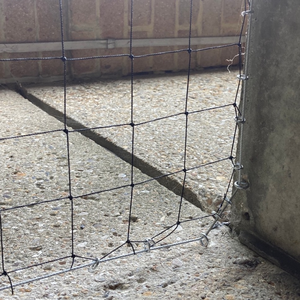 A closeup of bird netting